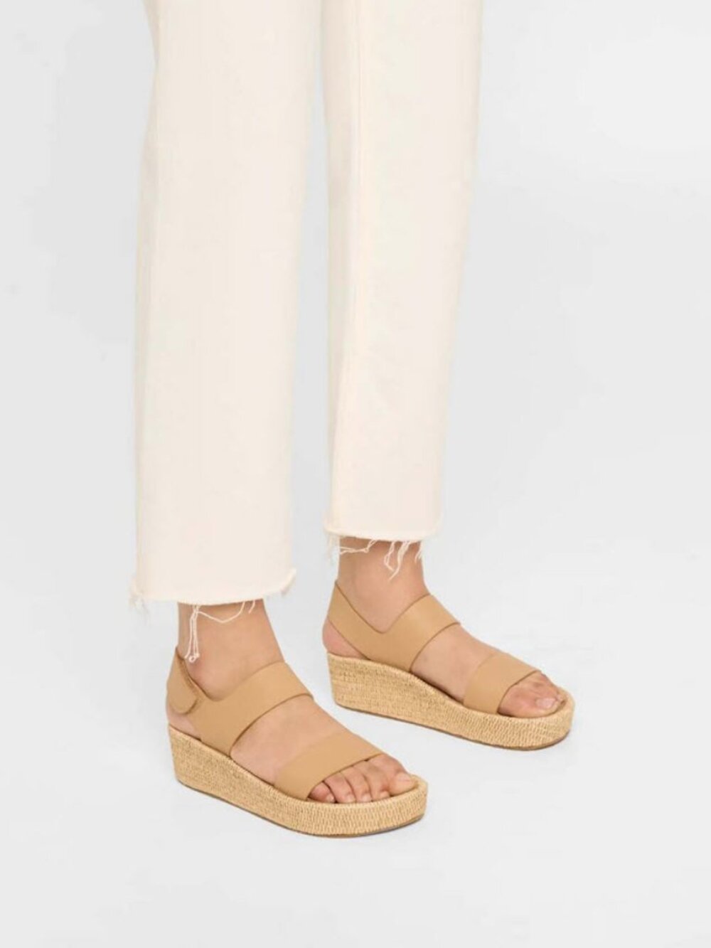 PEDRO GARCIA Lacey Two Band Flatform Leather Sandals In Camel EU39.5/US9.5